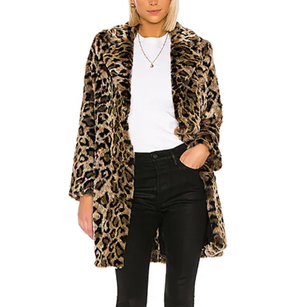 Leopard Print Faux Fur Coat